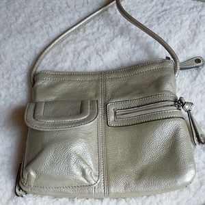 Tignanello Light Gold Leather Crossbody NWOT